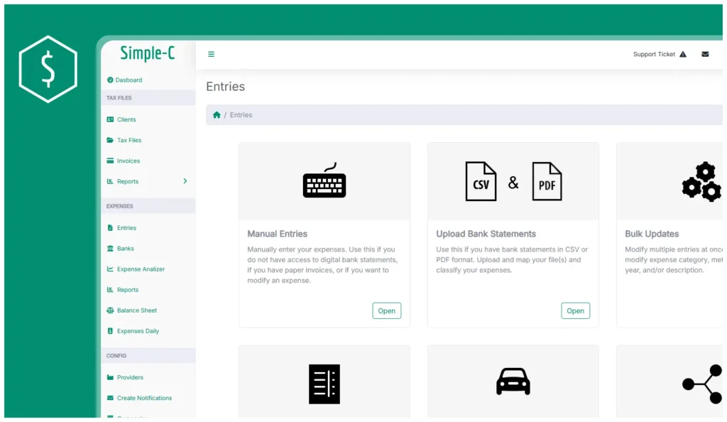 Simple-C Entries Dashboard